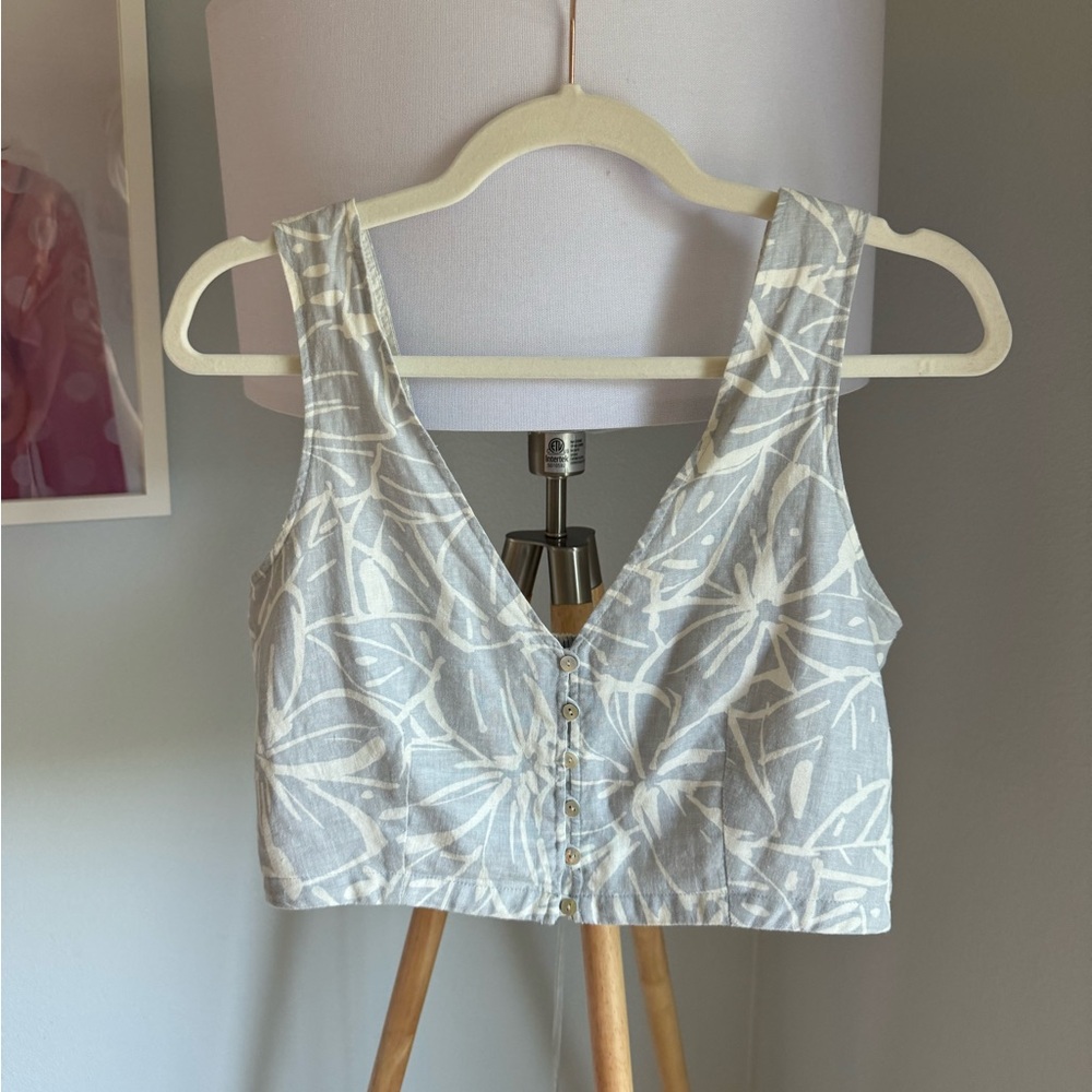 Madewell Linen-Blend Gwen Crop Vest Top in Abstract Floral